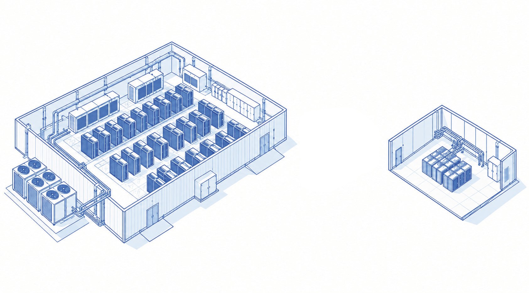 Comparativo: data center com resfriamento a ar ou líquido versus resfriamento por imersão, com 80% menos espaço